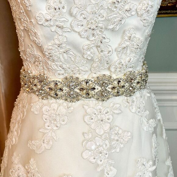 NWT Galina Beaded Strapless Tea Length Wedding Bridal Gown Dress in Ivory Size 6 - Picture 6 of 10